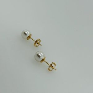 🤍Earrings Pearl 6 mm 14k yellow gold🤍